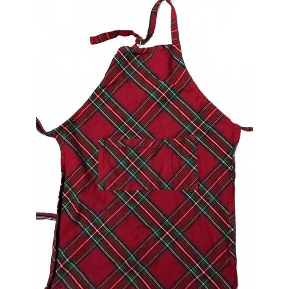 Sur La Table Cozy Red Plaid Kitchen Apron with Adjustable Neck Strap (Adult) - Picture 2 of 4